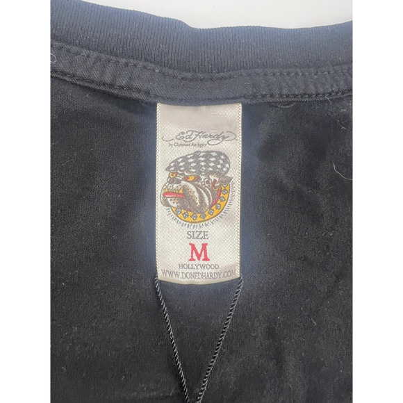 Ed Hardy Shirt Womens Medium Black Pullover Short Sleeve Y2k Vtg Alternative - Picture 5 of 7